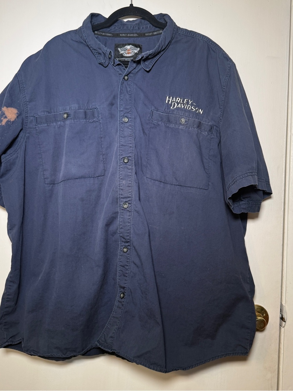 Harley-Davidson Men's Navy Short-Sleeve Work Shirt Embroidered 3XL